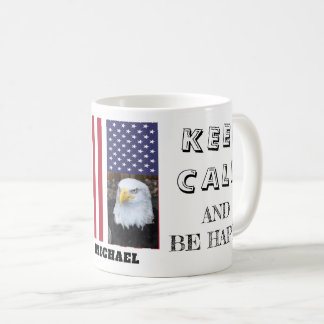 Blijf kalm met USA Flag & Bald Eagle foto Koffiemok