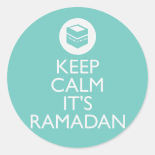 Blijf kalm met zijn ramadan-turquoise ronde sticker