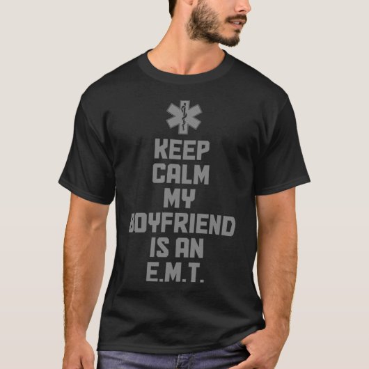 Blijf kalm Mijn vriend is een EMT Paramedic EMS Em T-shirt (Voorkant)