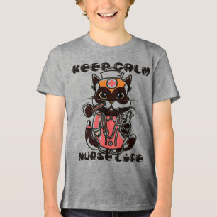 Blijf kalm - Nurse Life Cat Tri-Blend Shirt