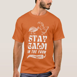 Blijf kalm op de boerderij Wit Groot print opties T-shirt