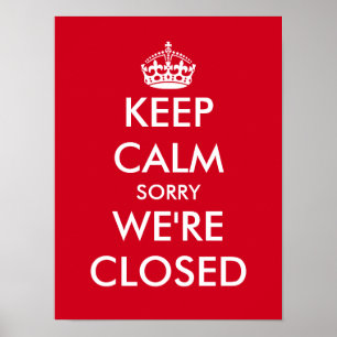 Blijf kalm sorry we zijn gesloten raam sticker pos poster