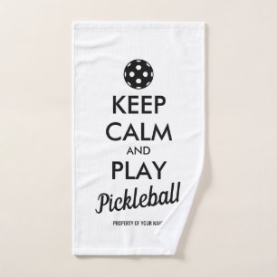 Blijf kalm speel pickleball grappige handdoek cade