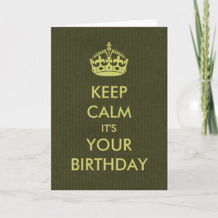 Blijf kalm Verjaardag Kaart Deep Olive Kraft Paper