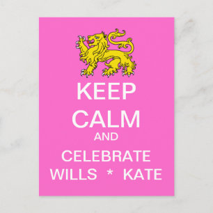 Blijf kalm Vier Wills Kate Briefkaart (Roze)