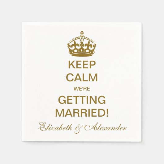 Blijf kalm We gaan trouwen! Goud Servet (Voorkant)