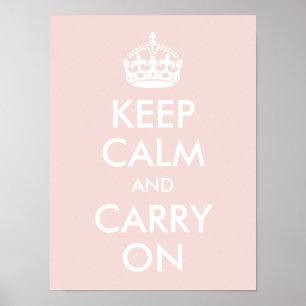 Blijf Kalmaan en Ga Door Licht Roze Print