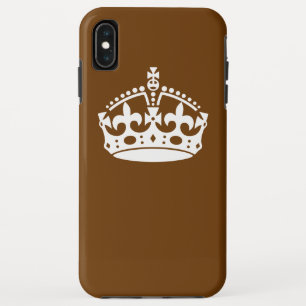 Blijf Kalme Kroon op Bruine Decoratie iPhone XS Max Hoesje