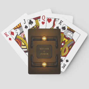 "Blijf Kalme & Stoom Door" Industrieel Steampunk B Pokerkaarten