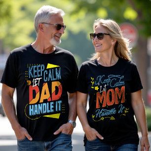 Blijf Kalme Typografie Matching Koppel Vaderdag T-shirt