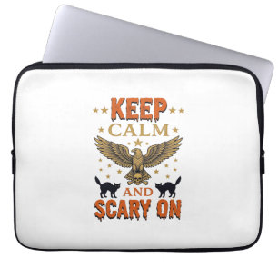 Blijf Kalme Verschrikkelijke Oude Halloween Vector Laptop Sleeve
