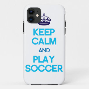 Blijf Kalmeer En Speel Voetbal (Blauw) iPhone 11 Hoesje