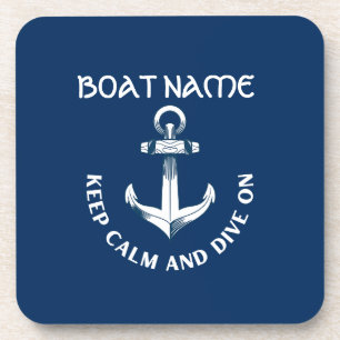 Blijf Kalmeren En Duik Door,Anker Navyblauw Bier Onderzetter