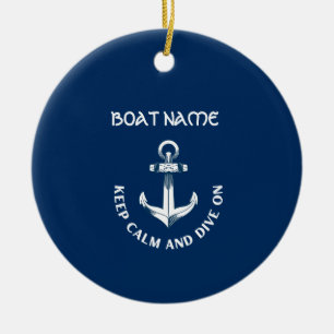 Blijf Kalmeren En Duik Door,Anker Navyblauw Keramisch Ornament