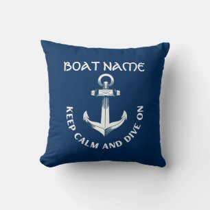 Blijf Kalmeren En Duik Door,Anker Navyblauw  Kussen