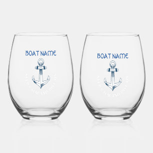 Blijf Kalmeren En Duik Door,Anker Navyblauw Wijnglas Zonder Voet