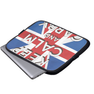 Blijf Kalmpjes en Ga Door Britse Vlag Laptop Sleeve