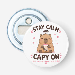 Blijf Kalmpjes en Ga Door Cute Kawaii Capybara-ont Button Flesopener