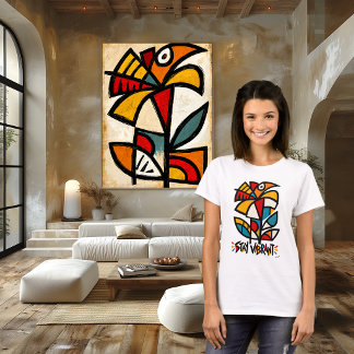 Blijf Kleurrijk Afbeeldingen van Samengevatte Goud T-shirt