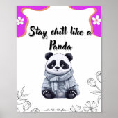 Blijf koel als een panda - Schattigee Kawaii Panda Poster (Voorkant)