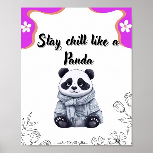 Blijf koel als een panda - Schattigee Kawaii Panda Poster (Voorkant)