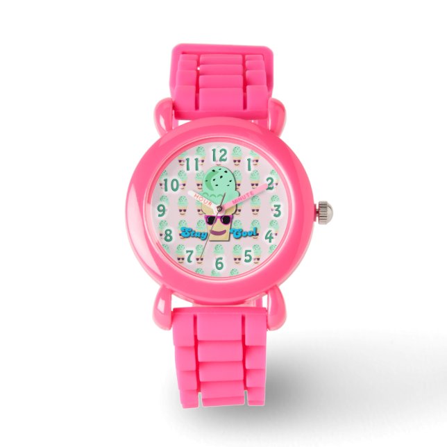 Blijf koel en ik cone slogan fun time horloge (Voorkant)