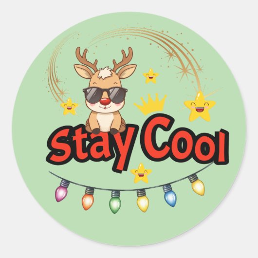 Blijf Koel Kerst Rendier Sticker (Voorkant)