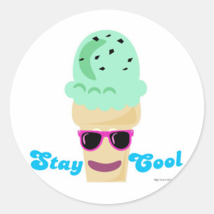 Blijf koel met ijs ronde sticker