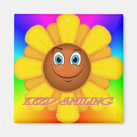 Blijf lachen magneet (zonnebloem) (Voorkant)