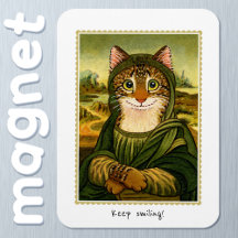 Blijf lachen Schattige Mona Lisa Cat Custom Magnet