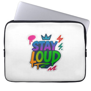 Blijf luid graffiti neon kunstwerk laptop sleeve