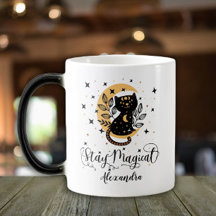 Blijf magische zwarte kat met halve maan met sterr mok