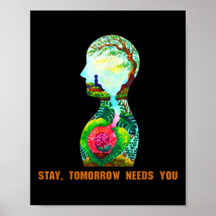 Blijf, morgen heeft u zelfmoordpreventie nodig poster