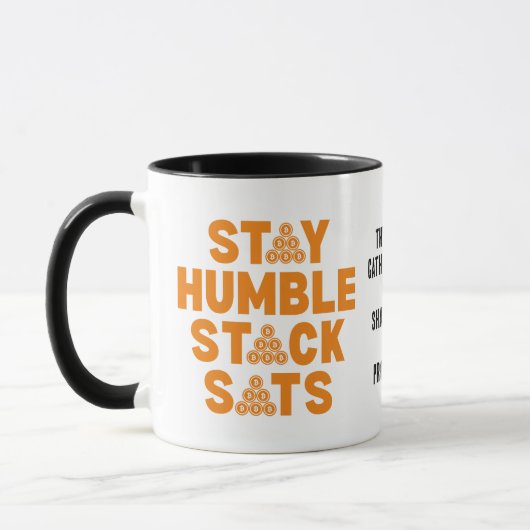 BLIJF NEDERIG STACK SATS Aangepaste Bitcoin Invest Mok (Links)