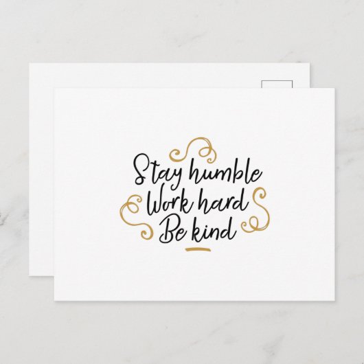 Blijf nederig werken hard briefkaart (Voorkant / Achterkant)