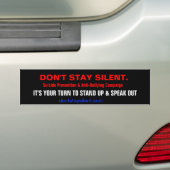 Blijf niet stil. Campagne Bumpersticker (Op auto)