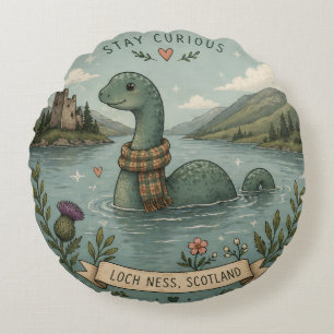 Blijf Nieuwsgierig Knus Cryptid Nessie Loch Ness M Rond Kussen