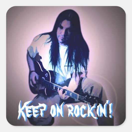 Blijf op de rockin. vierkante sticker (Voorkant)