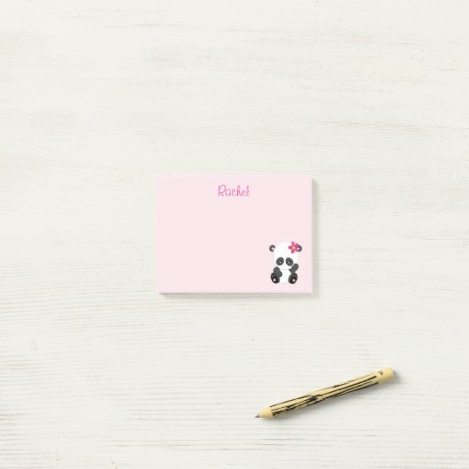 Blijf Panda Roze Post-it® Notes (Op bureau)