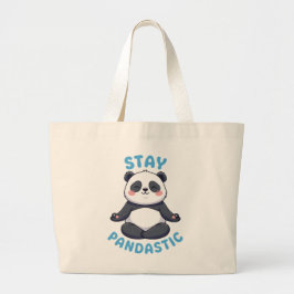 Blijf Pandastisch T-shirt, grappige Panda Meditati Grote Tote Bag