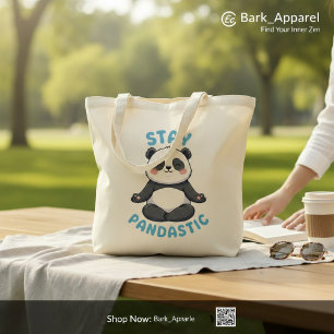 Blijf Pandastisch T-Shirt, Grappige Panda-meditati Tote Bag