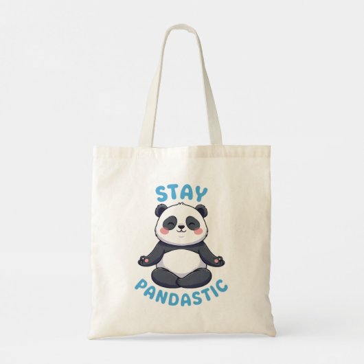 Blijf Pandastisch T-shirt, grappige Panda Meditati Tote Bag (Achterkant)