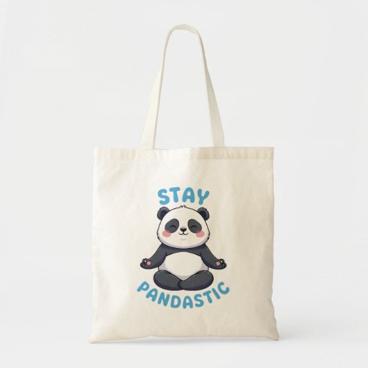 Blijf Pandastisch T-shirt, grappige Panda Meditati Tote Bag (Voorkant)