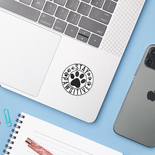 Blijf passieve sticker (Laptop met iPhone)