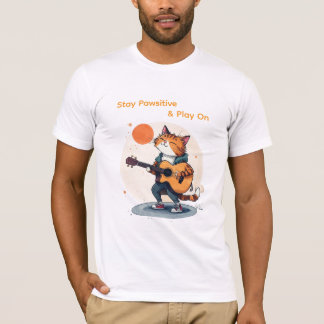 Blijf Pawsitief Gitarenkat T-Shirt