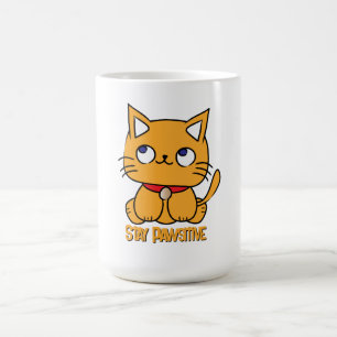Blijf Pawsitief Grappige Kat Cartoon Cute Kitten Koffiemok
