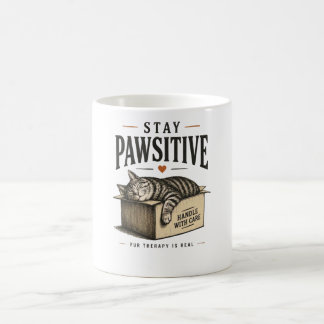 Blijf Pawsitief Mooie Kat Illustratie Koffiemok