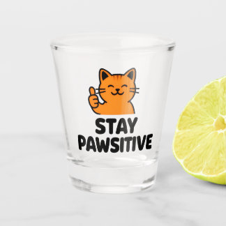 blijf pawsitief mooie oranje kat shotglas Glas