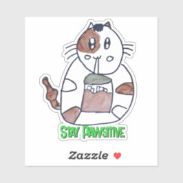 Blijf Pawsitive Funny Cat Cartoon Laptop Notitiebo Sticker