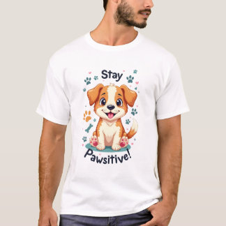 Blijf Pawsitive Hondenliefhebber t-shirt